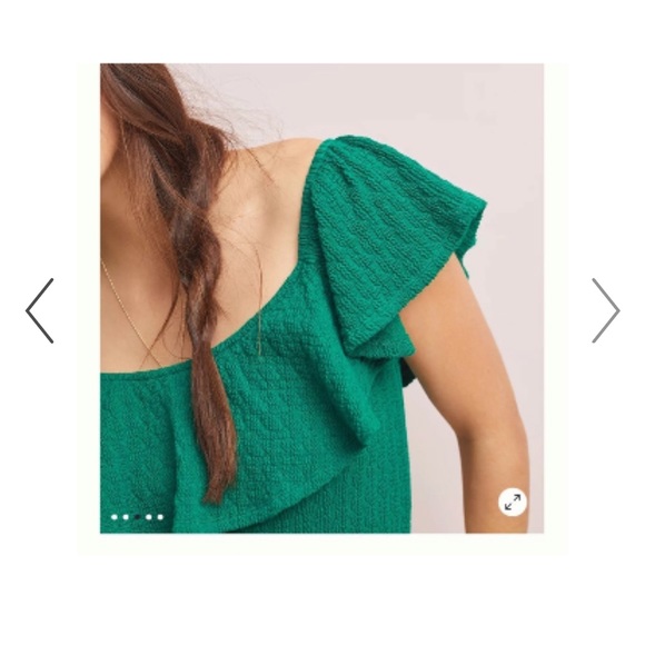 Anthropologie | Green Textured Off Shoulder Top blouse women’s Medium - Picture 3 of 10